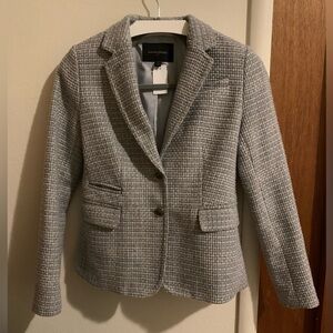 EUC Banana Republic Textured Pop C Light Grey Academy BasketweaveTweed Blazer, 0
